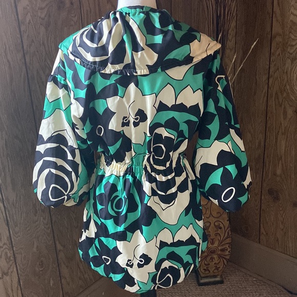 Monte Milano Spring Jacket Womens Small Floral 3/4 Sleeves Black Green White NWT - Picture 2 of 12